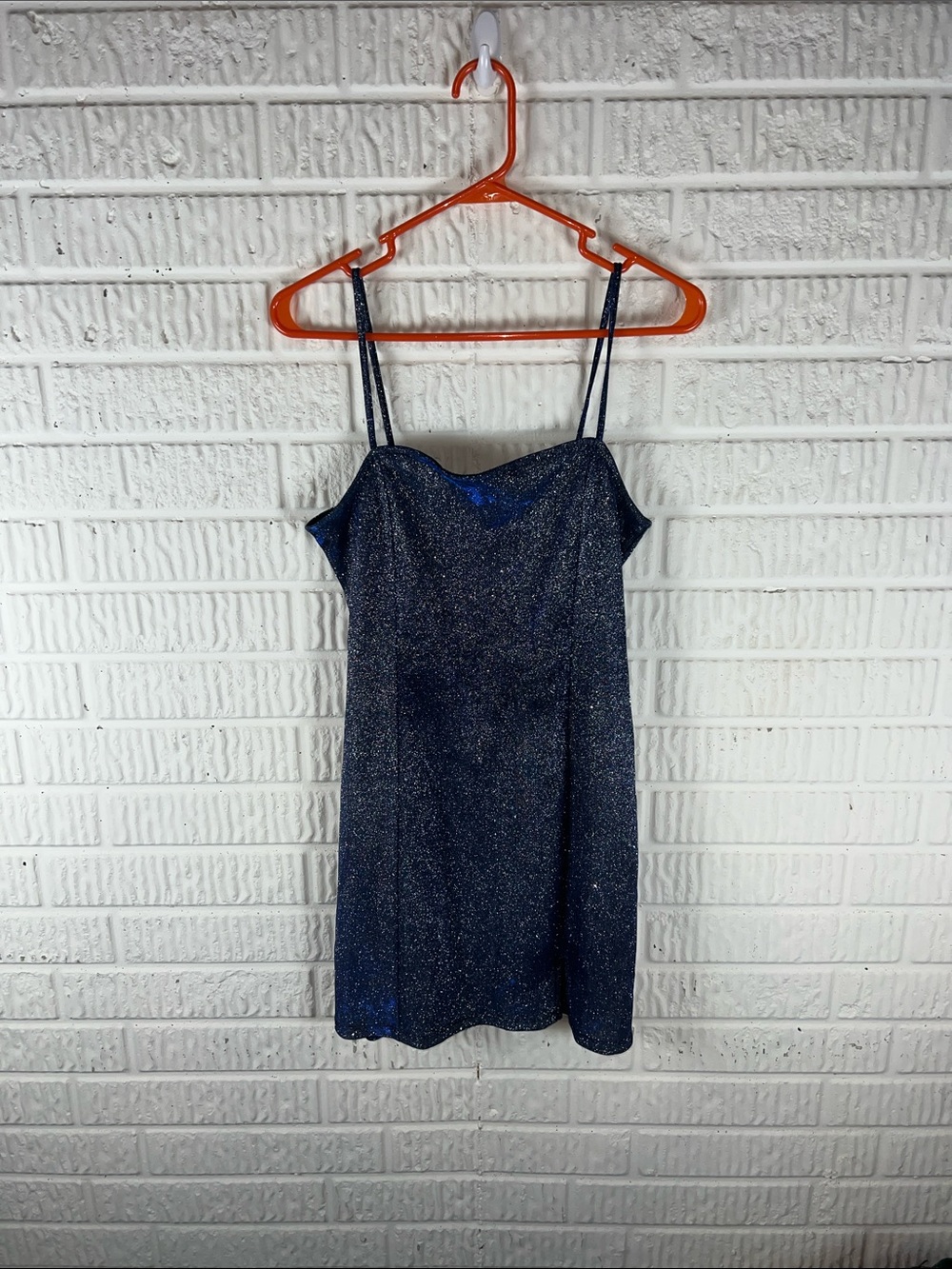 Divided Sparkle Navy Slip Dress with Spaghetti Straps